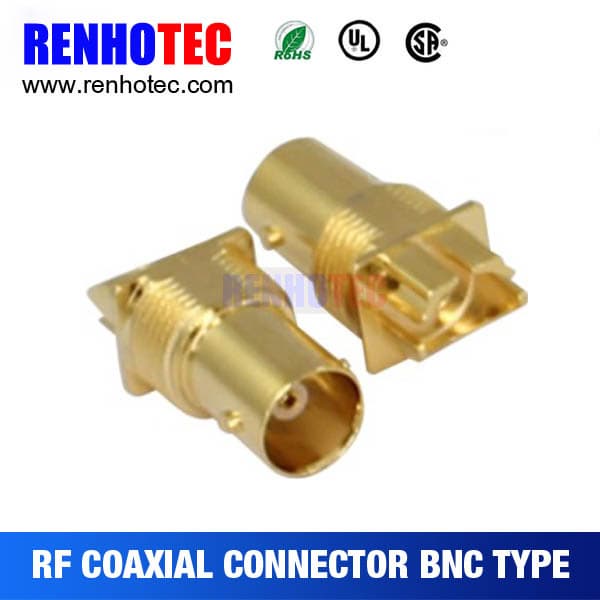 BNC Jack Gold Plating PCB Edge Mount RF Connectors for Wires